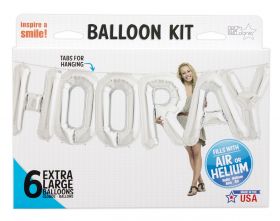 34 inch HOORAY Silver Letter Balloon Kit