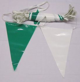 105 Foot Green & White Pennant String