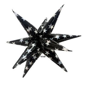 32 inch Mingle Balloon Black Sparkle Starburst Foil Balloon