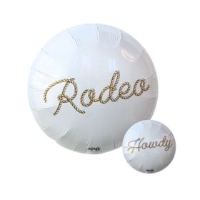18 inch Mingle Rodeo Script Brown Circle Foil Balloon - Pkg
