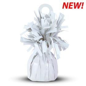 6 ounce White Foil Balloon Weights - 12 count