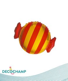 24 inch Decochamp Red & Gold Stripe Candy Shape Foil Balloon - Pkg