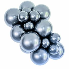 17 inch TUFTEX Effects Shadow (Charcoal) Chrome Latex Balloons - 25 ct