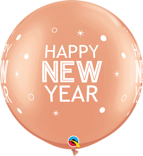 Qualatex Happy New Year Sparkles Dots Rose Gold 30 Inch Latex Balloons