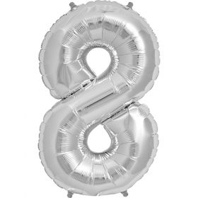 34 inch Kaleidoscope Silver Number 8 Foil Balloon