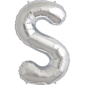 34 inch Kaleidoscope Silver Letter S Foil Mylar Balloon