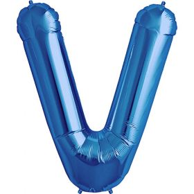 34 inch Kaleidoscope Blue Letter V Foil Balloon