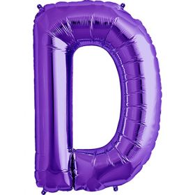 34 inch Purple Letter D Foil Mylar Balloon