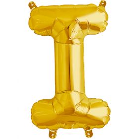 16 inch Northstar Gold Letter I Foil Mylar Balloon