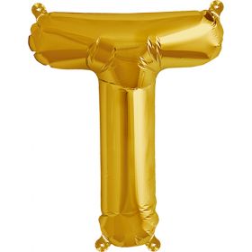 16 inch Northstar Gold Letter T Foil Mylar Balloon