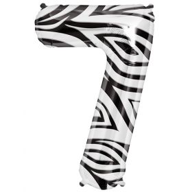 34 inch Zebra Stripe Number 7 Foil Mylar Balloon