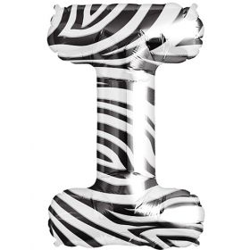 34 inch Zebra Stripe Letter I Foil Mylar Balloon