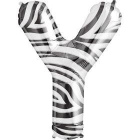 34 inch Zebra Stripe Letter Y Foil Mylar Balloon