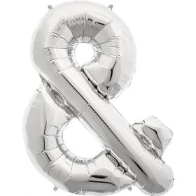 34 inch Kaleidoscope Silver Ampersand Foil Mylar Balloon