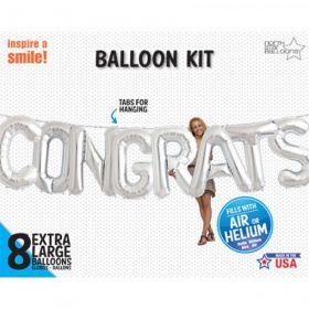 34 inch CONGRATS Silver Letter Balloon Kit