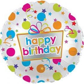 18 inch CTI Happy Birthday Dots Foil Balloon - Packaged