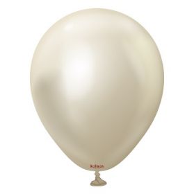 12 inch Kalisan White Gold Mirror Chrome Latex Balloons - 50 ct