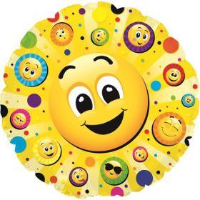 24 inch Smiley Faces Galore Foil Mylar Circle Balloon
