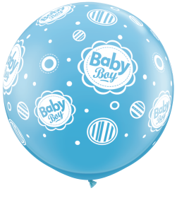 Qualatex New Baby Boy Dots Around 36 inch Latex Balloons - 2 count