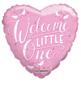18 inch Welcome Little One Baby Pink Heart Foil Mylar Balloon