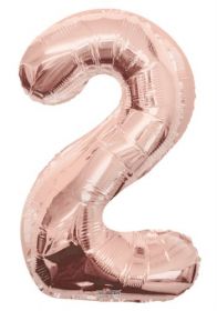 34 inch Kaleidoscope Rose Gold Number 2 Foil Balloon