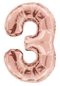 34 inch Kaleidoscope Rose Gold Number 3 Foil Balloon