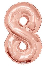34 inch Kaleidoscope Rose Gold Number 8 Foil Balloon