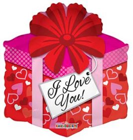 18 inch Kaleidoscope I Love You Gift Shape Foil Balloon - Packaged