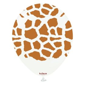 12 inch Kalisan Safari Giraffe Print White Latex Balloons - 25 ct