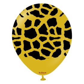 12 inch Kalisan Safari Giraffe Print Mustard Latex Balloons - 25 ct