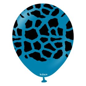 12 inch Kalisan Safari Giraffe Print Deep Blue Latex Balloons - 25 ct