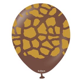 12 inch Kalisan Safari Giraffe Print Chocolate Brown (gold) Latex Balloons - 25 ct