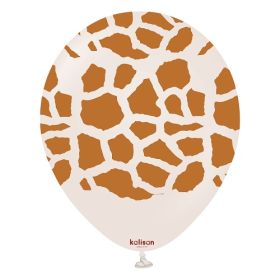 12 inch Kalisan Safari Giraffe Print White Sand (caramel) Latex Balloons - 25 ct