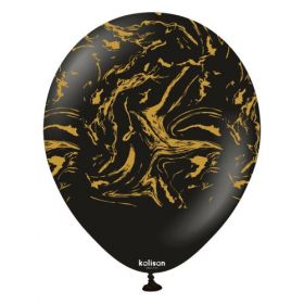 12 inch Kalisan Nebula Print Black with Gold Ink Latex Balloons