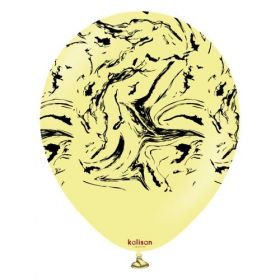 12 inch Kalisan Nebula Print Macaron Yellow with Black Ink Latex Balloons