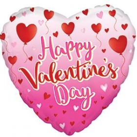 18 inch CTI Happy Valentine's Day Balloon Hearts Foil Heart Balloon - flat