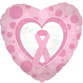18 inch Promise, Hope, Cure Breast Cancer Heart Shape Foil