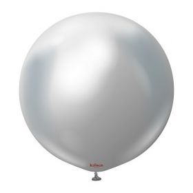 24 inch Kalisan Silver Mirror Chrome Latex Balloons - 2 ct
