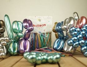 260 Kalisan Assorted Colors Mirror Chrome Latex Balloons - 50ct