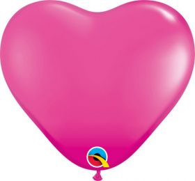 6 inch Qualatex Wild Berry Heart Shape Latex Balloons - 100 count