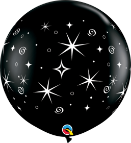 Qualatex Sparkles and Swirls Black 36 inch Latex Balloons - 2 pack