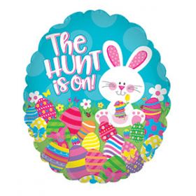 18 inch CTI Happy Easter Hunt Is On Foil Balloon - flat