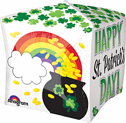 15 inch Anagram St Pat's Pot of Gold Cubez Foil Balloon - Packaged