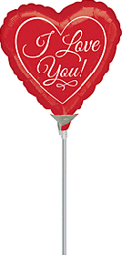 9 inch Anagram Traditional Script Love You Heart Foil Balloon - flat