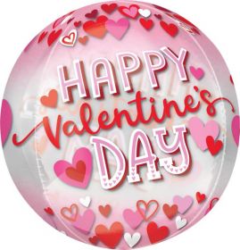 16 inch Anagram Happy Valentine's Day Pink/Red Hearts Orbz Foil Balloon - Pkg