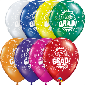 Qualatex 11 inch Congrats Grad Jewel Assorted Latex Balloons - 50 count