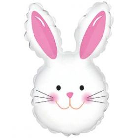 12 inch CTI Happy Bunny White Easter Foil Balloon - flat - heat seal