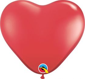 11 inch Qualatex Ruby Red Heart Shape Latex Balloons - 100 count