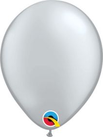 9 inch Qualatex Metallic Silver Latex Balloons - 100 count