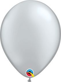 5 inch Qualatex Metallic Silver Latex Balloons - 100 count